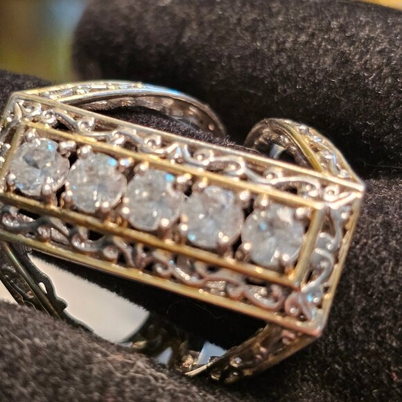 Gems en Vogue White Zircon Five Stone Ring, Size 8,5 - Picture 1 of 11